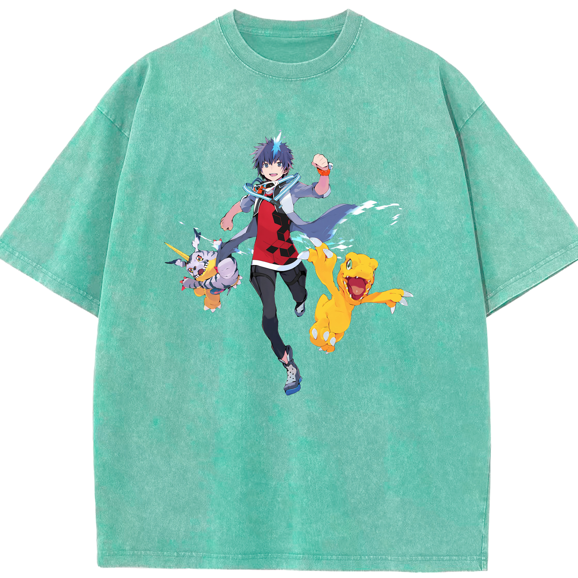 （画像用） Digimon デジタルモンスター/デジモン 綿100% ヴィンテージ風 半袖Tシャツ（フロントプリント）